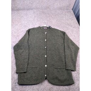 NEK Northeast Knitters Women's Green Shetland Wool Cardigan Sweater M